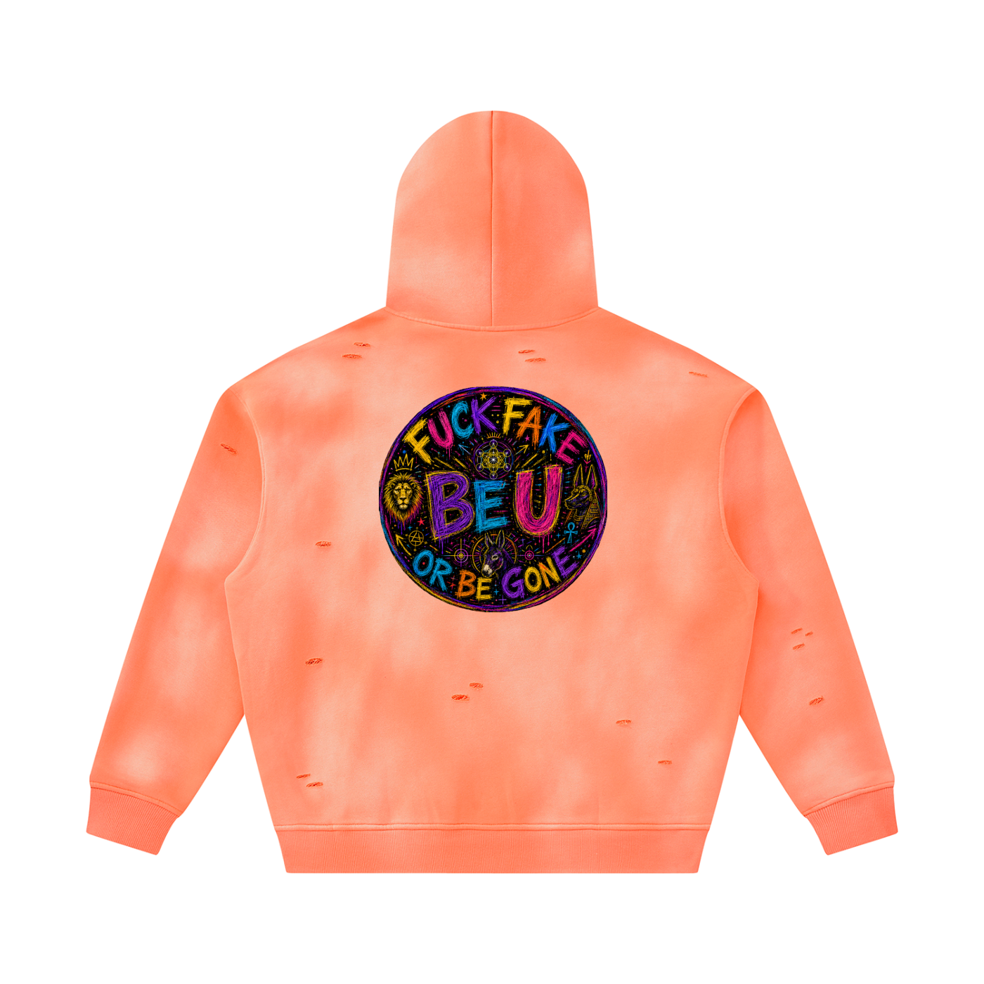 LAB - Orangecicle Lion Frayed Fleece Hoodie