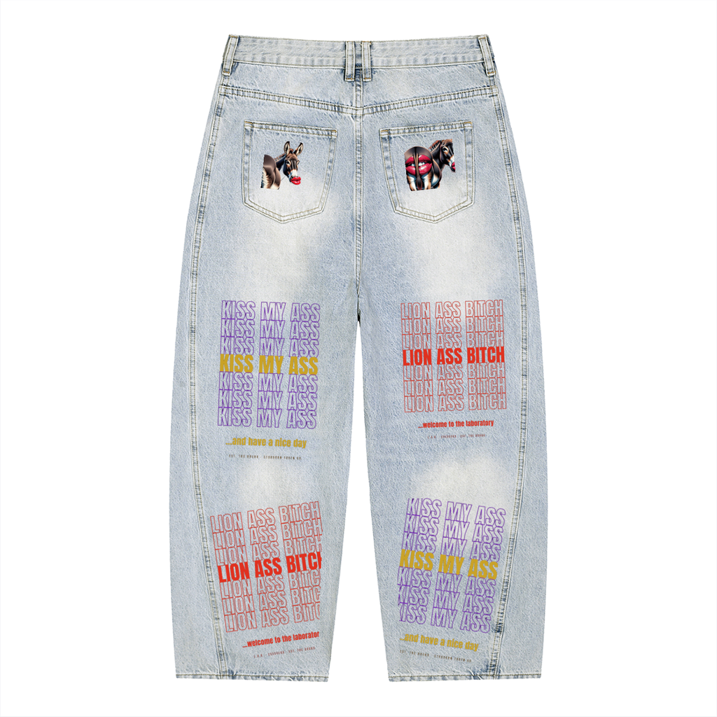 LAB - Kiss My Ass Crest Sunfade Barrel Jeans - Edition 01