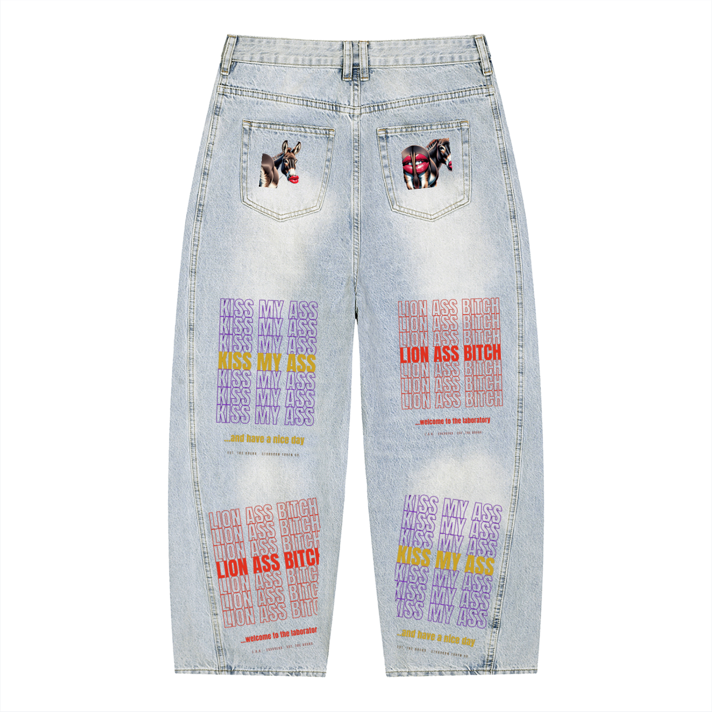 LAB - Kiss My Ass Crest Sunfade Barrel Jeans - Edition 01