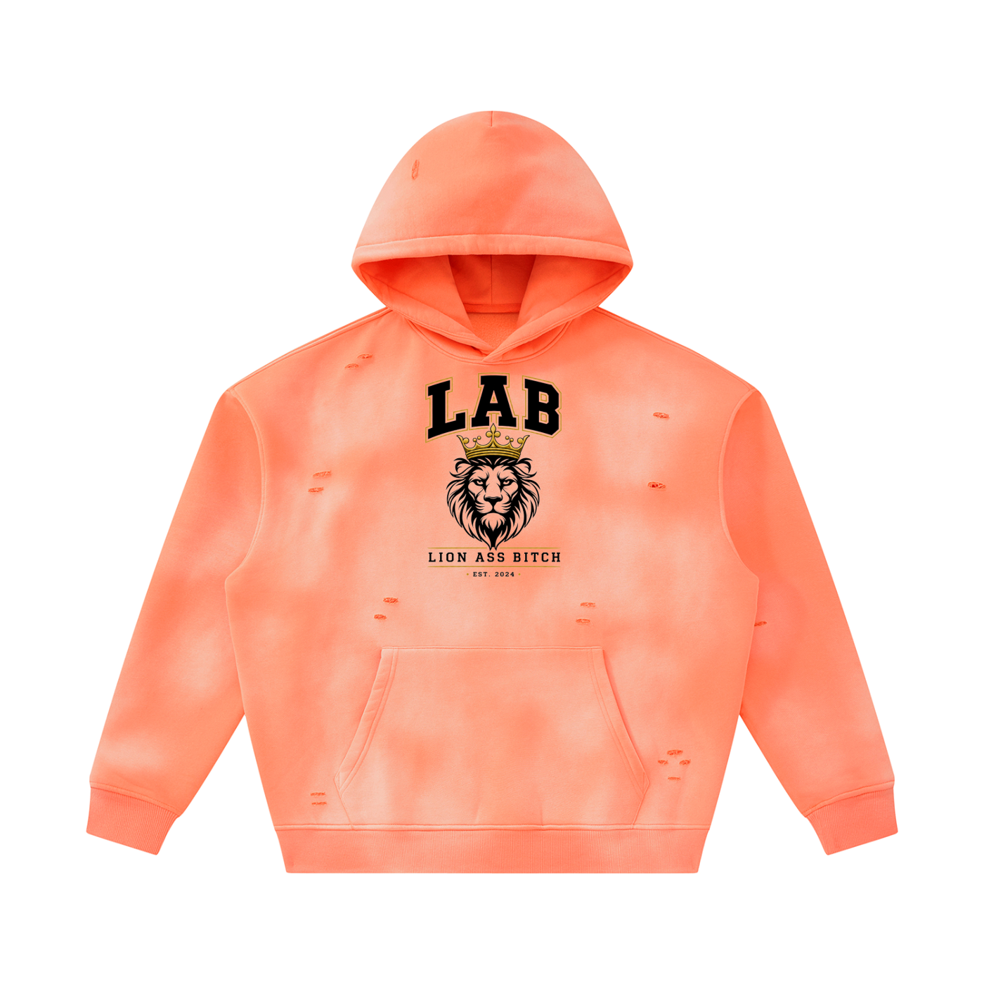 Unisex Sunfade Frayed Fleece Hoodie