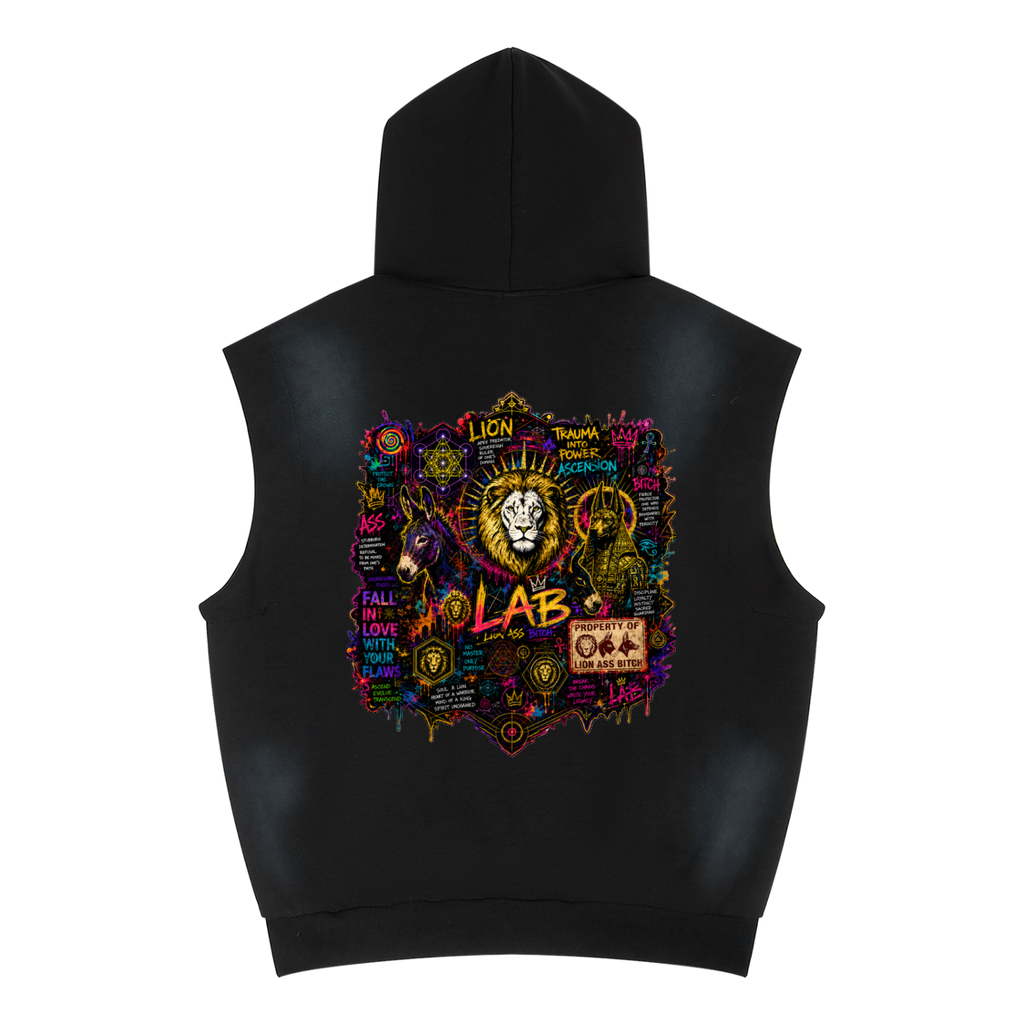 Unisex Vintage Wash Sun Fade Sleeveless Hoodie